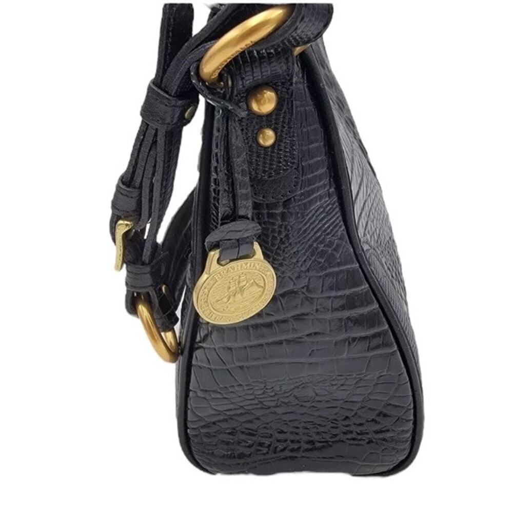Brahmin Collection Esme Lizard Crocodile-Embossed Leather Shoulder Bag Black - Picture 8 of 15